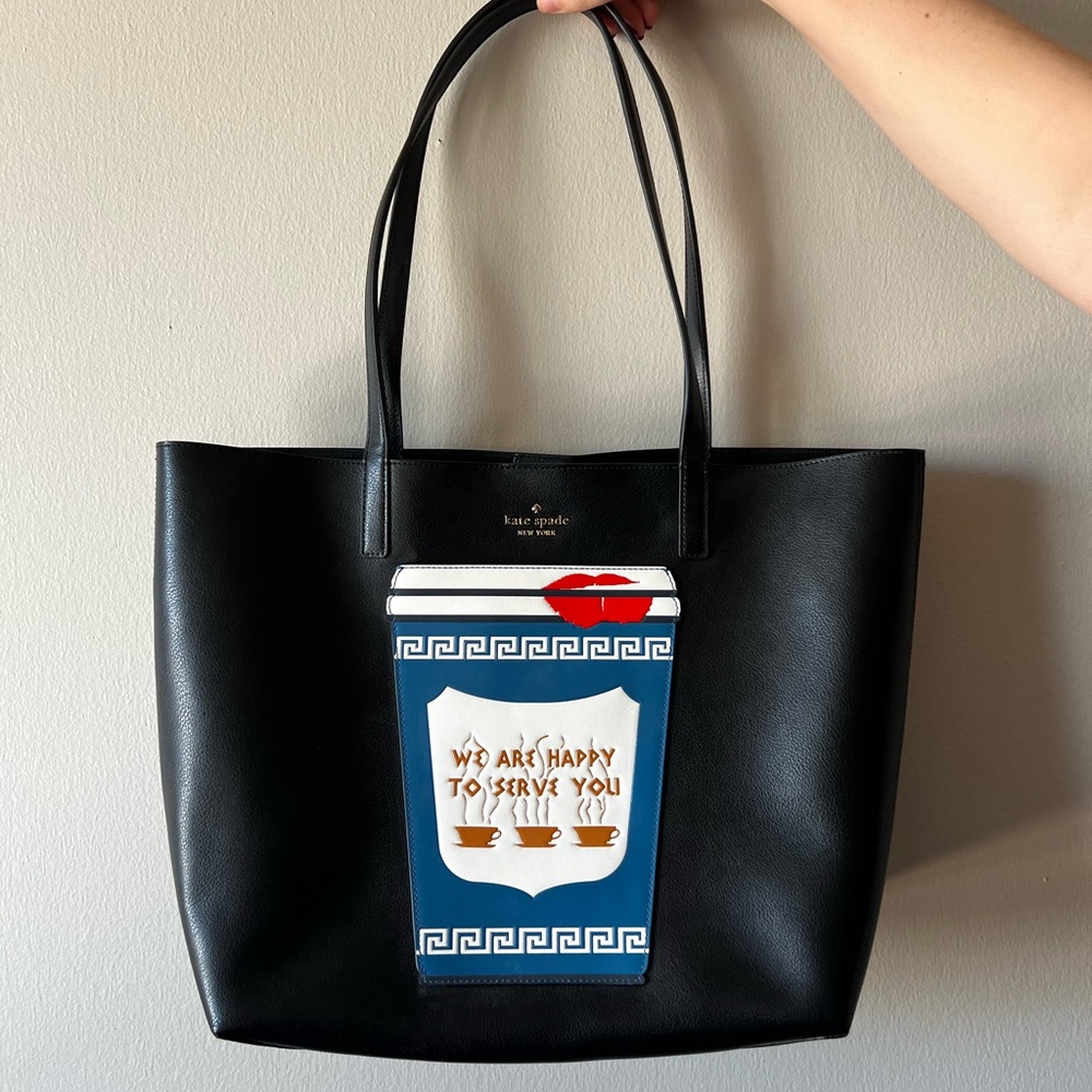 Kate Spade Coffee Break Black leather Tote purse